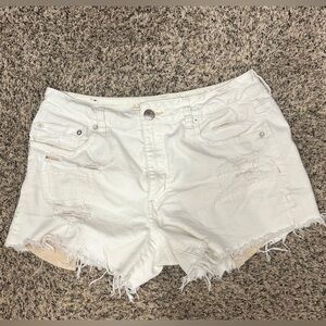 American Eagle Outfitters White Distressed Cutoff Denim Shorts